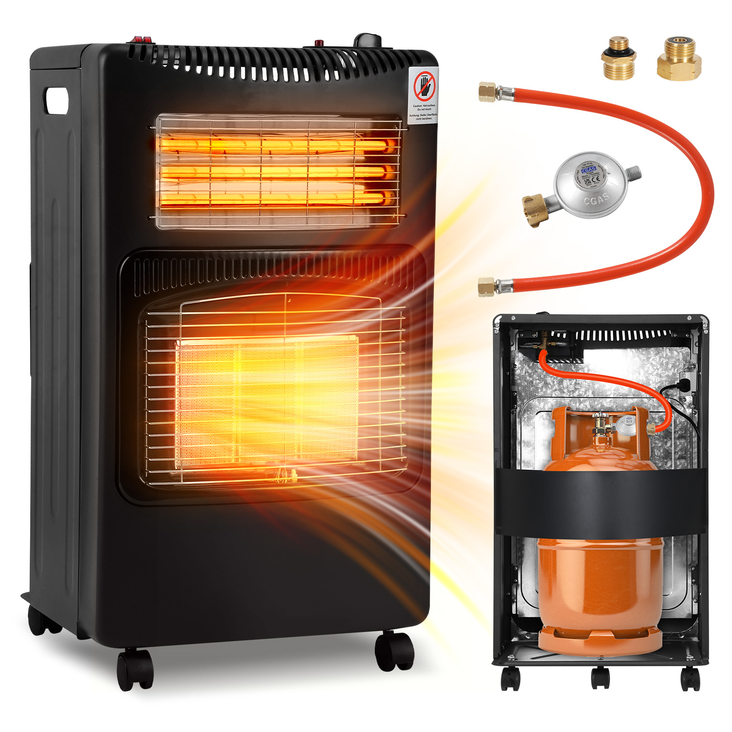 Randaco Kombi-gasheizer Mit Sauerstoffmangelsicherung, Umkippschutz, Zündsicherung Und Elektronischer Piezozündung