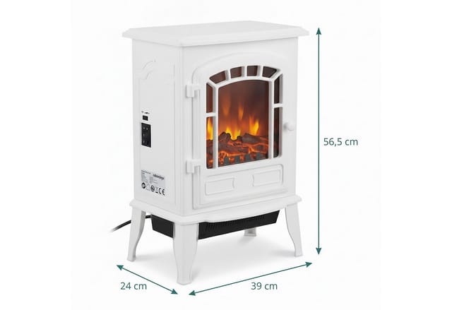 Relaxdays Elektrokamin, Mit Flammeneffekt & Heizung, 2 Heizstufen, Thermostat, Hxbxt: 56,5 X 39 X 24 Cm, Kamin, Weiß