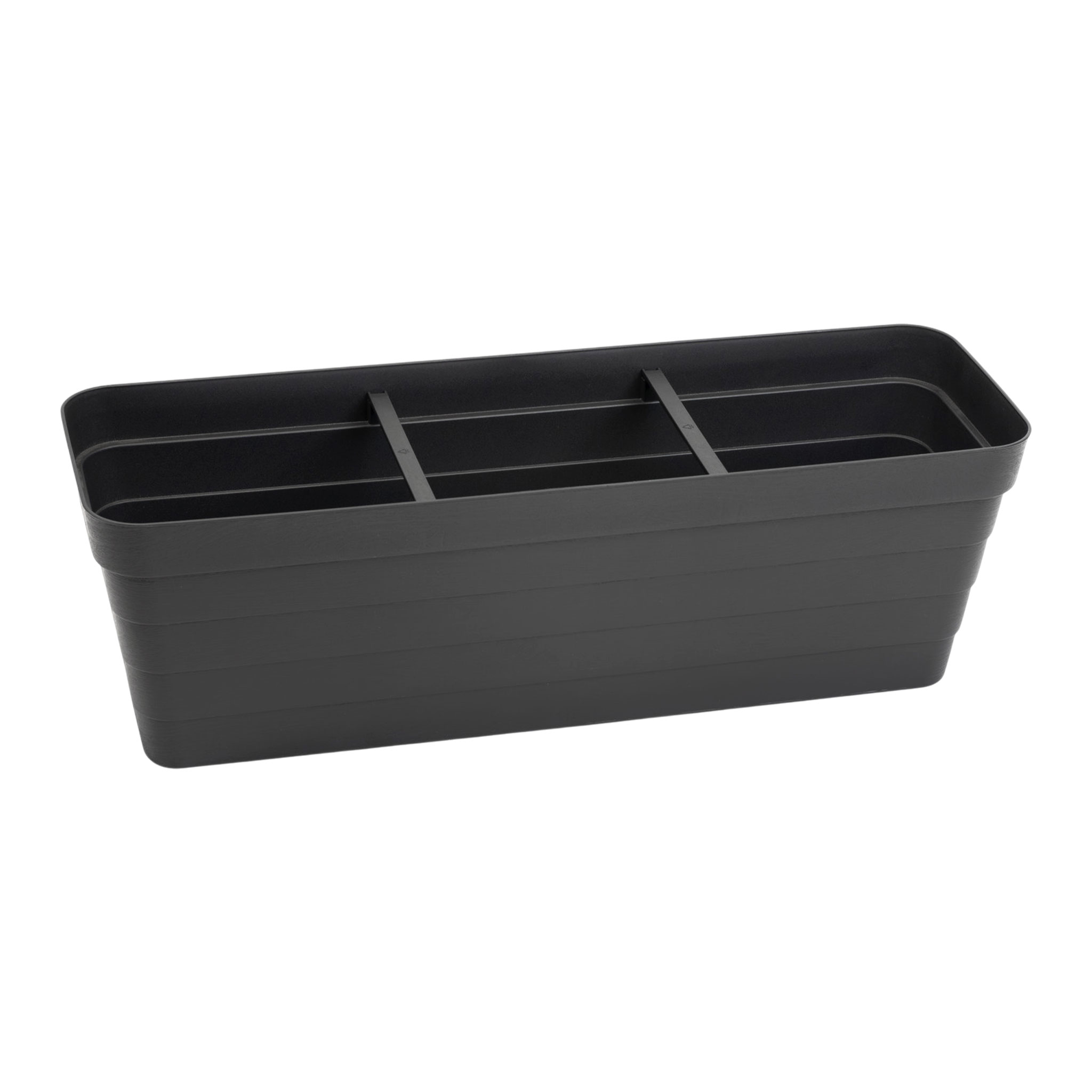 Balkon Blumenkasten Bewässerungssystem - 60 Cm - Kunststoff Geländer Pflanztopf In Anthrazit