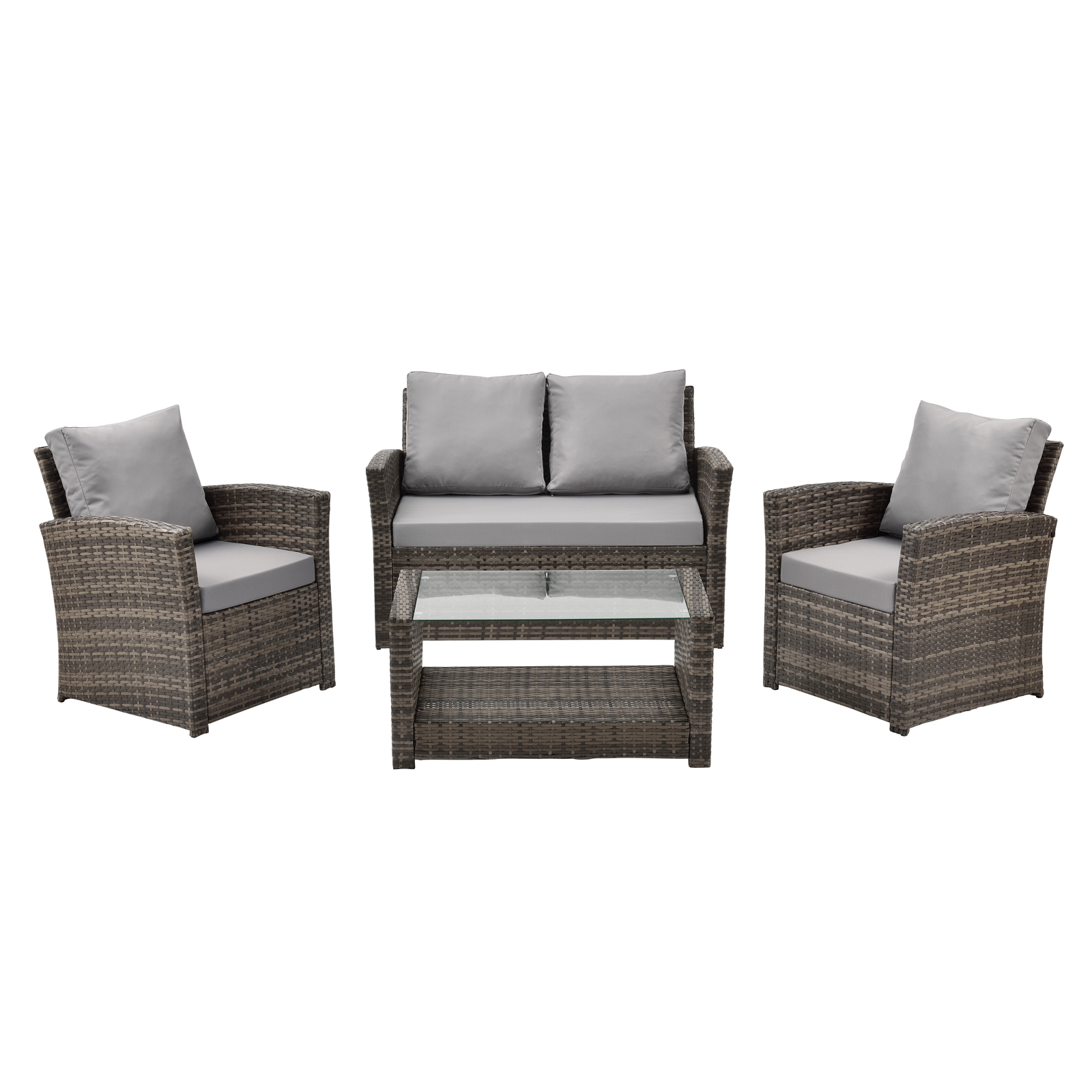 Roma Polyrattan Lounge Rattan Garten Möbel Set Essgruppe Mit Tisch Braun - Svita