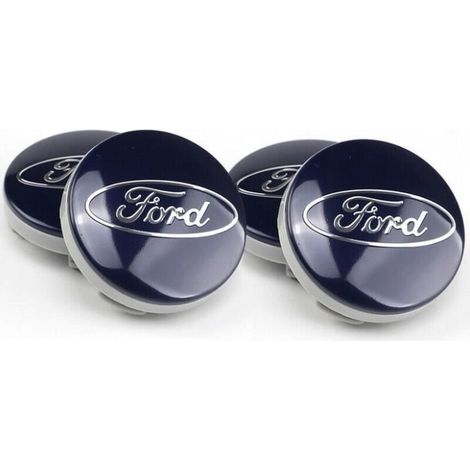 Beq - 4 Stück 54 Mm Blaue Ford Radnabenkappen Mit Logo Und Emblem