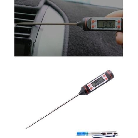Digitales Thermometer Für Autoklimaanlagen – Lcd-anzeige – Lange Sonde – Temperaturbereich -50 °c Bis +300 °c