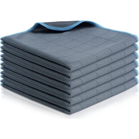 Magisches Mikrofasertuch Mit Kohlefaseranteil, 6-teiliges Set, Spurenfreie, Saugfähige Kohlefasertücher, Professionell Und Effektiv, Himmelblau, 30 X 40 Cm