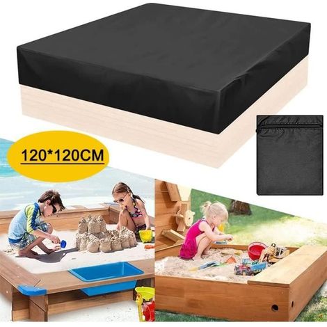 Sandkastenabdeckung, Wasserdichte Sandkastenabdeckung, Schwarze Sandkastenabdeckung Aus Oxford-gewebe Mit Kordelzug, 120 X 120 Cm