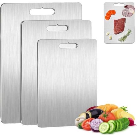 3-teiliges Schneidebrett, Titan-schneidebrett, Original 100% Reines Titan-schneidebrett Mit Kratzschutz