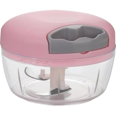 Mini-zerkleinerer 500 Ml Mit 3 Edelstahlklingen, Zwiebel- Und Gemüseschneider, Manueller Fleischwolf (pink, 500 Ml)
