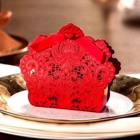 10 Rote Geschenkkartons Aus Spitze