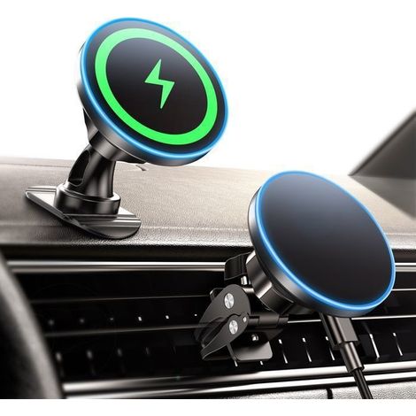 (schwarz) Kabellose 15-w-autohalterung Mit 360°-drehfunktion, Ladegerät Und Smart-chip Für Iphone 15, 14, 13 Pro Max Und Samsung