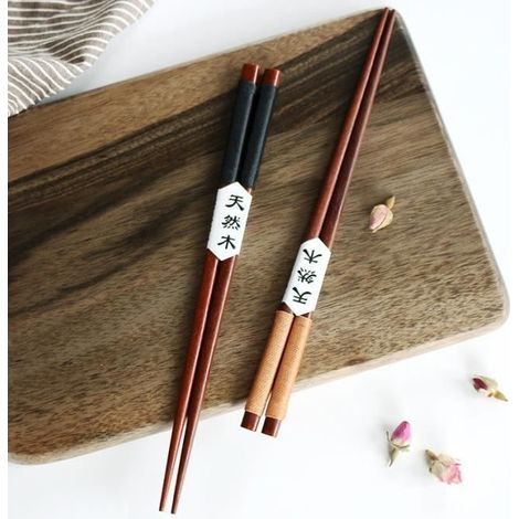 Essstäbchen – Wscz – Kastanienholz – 2 Paar – Rot – Ideales Geschenk