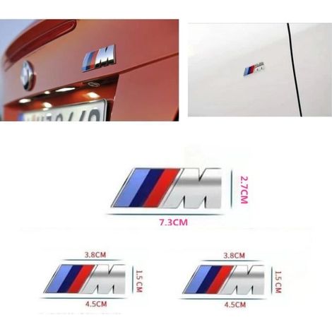 Bmw ///m Seitenflügel-emblemaufkleber – Silber – 45 Mm X 15 Mm – 73 Mm X 26 Mm
