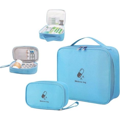 2-teiliges, Leeres Erste-hilfe-set – Tragbares Erste-hilfe-set – Aufbewahrungstasche Für Erste-hilfe-artikel – Für Outdoor-aktivitäten Und Sport – Blau