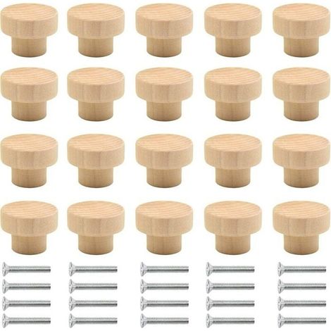 Set Mit 20 Runden Schrankgriffen Aus Naturholz Für Schränke, Türen, Schubladen, Garderoben, Ankleidezimmer, Küchen Usw. (holzfarbe) - B