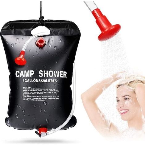 20-liter-solarduschbeutel Für Camping Und Reisen, Solarbetrieben, Tragbares Warmwasser Mit Abnehmbarem Schlauch Und Duschkopf