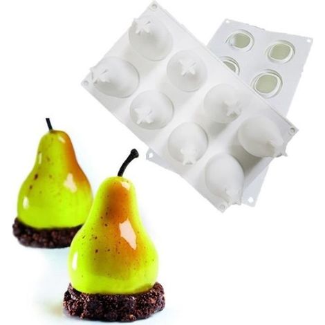 3d-silikonform Für Kuchen In Fruchtform (apfel, Zitrone, Birne, Kirsche, Mousse, Schokolade) – Typ 8-loch-birnenform