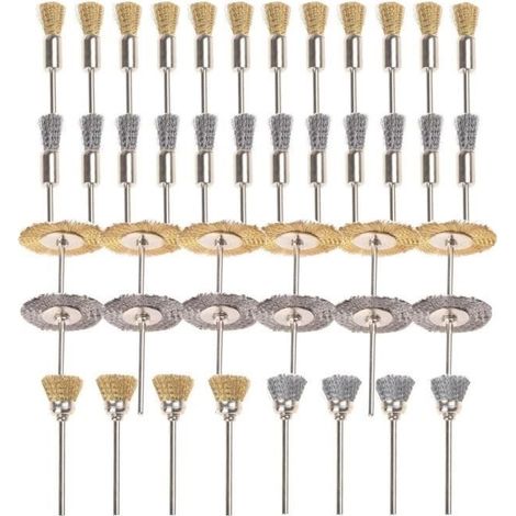 Netboat 44-teiliges Mini-drahtbürsten-set, Messing-scheibenbecher, Drahtbürsten Aus Edelstahl, 3 Mm (1/8") Schaft
