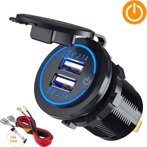Doppelte Usb-ladebuchse, Doppelte 5v/4,2a Usb-kfz-ladebuchse Mit Schalter Für 12v/24v-autos, Boote Und Schiffe