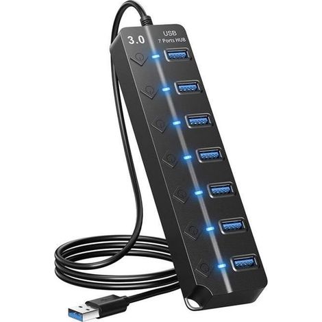 7-port-usb-hub-splitter, 30-port-usb-adapter, Mehrfach-usb-netzteil Mit Schaltern Und Kontrollleuchten