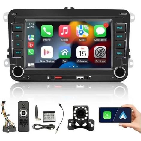 7-zoll-bluetooth-autoradio Mit Carplay, Android Auto, Rds, Fm-radio Und Rückfahrkamera-eingang – Kompatibel Mit Vw Passat, Touran, Caddy Und Jetta