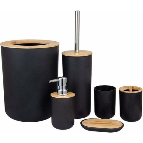 (schwarz) 6-teiliges Umweltfreundliches Badezimmer-accessoire-set (schwarz)