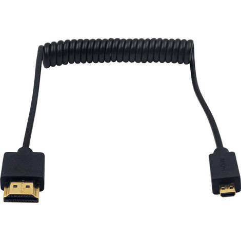Micro-hdmi-auf-hdmi-kabel, Hdmi-auf-micro-hdmi-spiralkabel, Ultradünnes Und Flexibles Micro-hdmi-stecker-auf-hdmi-stecker-kabel Für 1080p, 4k, Ultra Hd, 3d, Ethernet (1,2 M)