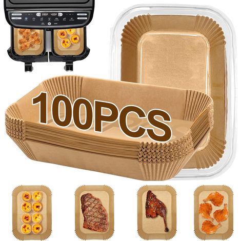 Pergamentpapier-einlagen Für Heißluftfritteusen – 100er-packung, Kompatibel Mit Ninja Dual Air, Beständig Bis 220 °c