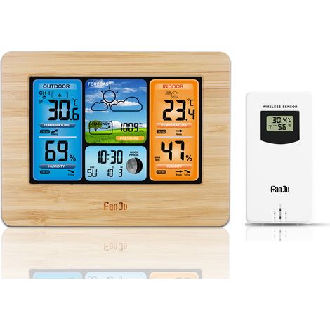 Drahtlose Digitale Wetterstation – Innen-/außenthermometer – Alarm Und Luftfeuchtigkeitsanzeige – Hintergrundbeleuchtetes Display – Außensensor Inklusive