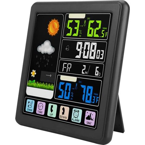 Ts-3310 Drahtlose Wetterstation, Innen-/außenthermometer Mit Touchscreen, Sensor, Lcd-bildschirm, Smart-uhr (schwarz)