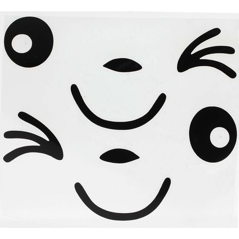 2-teiliger Smiley-gesicht-3d-aufkleber Zur Dekoration Des Auto-rückspiegels, Schwarz