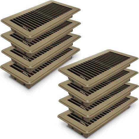 Set Mit 8 Braunen 4" X 10" Standventilatoren - Robuste Stahl-bodenlüftungsabdeckungen Für Einfache Luftzufuhrregulierung.
