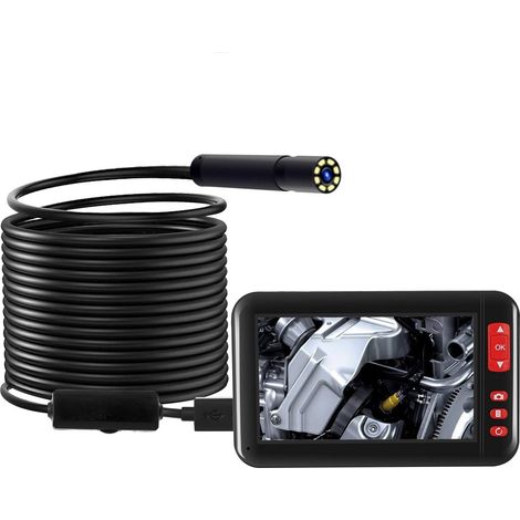 Maso 10m Industrie-endoskop Mit 4,3"-farb-lcd-bildschirm, Wasserdichter F200 1080p Hd-inspektionskamera, 8-led-sonde, Usb-aufladung