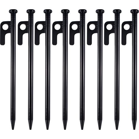 8-teiliges Set Robuster Zeltnägel, 20 Cm Lange, Hochfeste Heringe Aus Schmiedeeisen Mit Haken Und Loch Für Camping, Markisen Und Garten