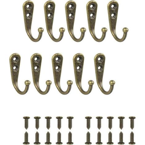 Einzelhaken, Wandhaken, Kleiderhaken Mit Befestigungsschrauben, 10 Stück, Bronze