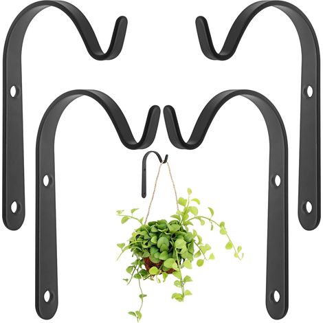 Schwarz - Set Mit 4 Hängehaken Mit Metallkorbhalterungen Für Vogelfutterhäuschen, Pflanzen, Laternen, Windspiele Usw. Für Den Innen- Und Außenbereich.