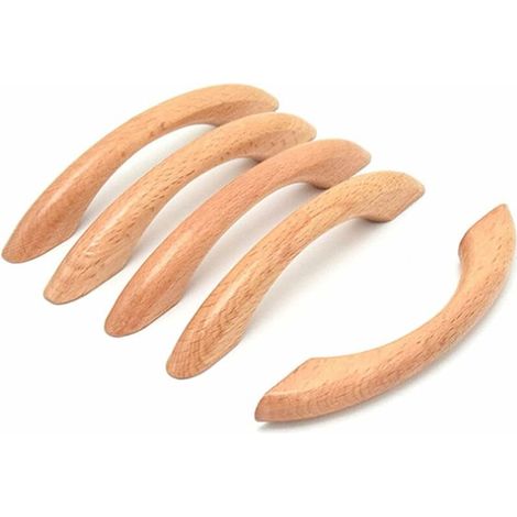 5-teiliges Set Aus Holzgriffen Für Möbel, Türen, Schränke, Schubladen Und Schubladen (mit Schrauben), Naturholzfarbe