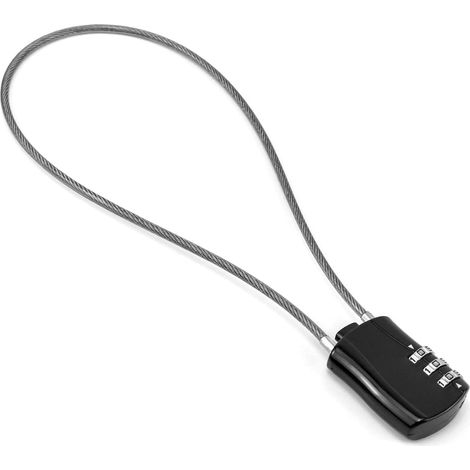 Schwarzes, Einziehbares Diebstahlsicherungskabel Mit Digitalem Zahlenschloss – 41 Cm, Ideal Für Ski-, Motorrad-, Snowboard- Und Fahrradkoffer