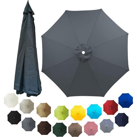 Ersatzschirm Für 6-streben-sonnenschirme Im Außenbereich, Polyestergewebe (200 Cm, Grau)