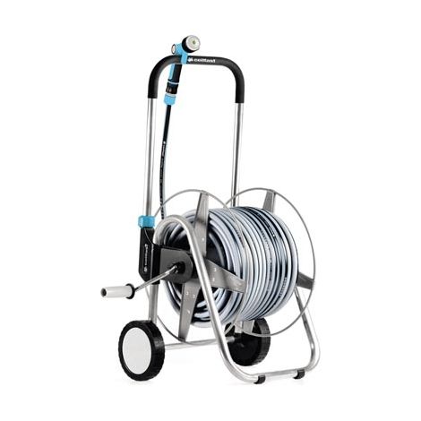 Manuelle Gartenschlauchaufroller (50 M) – Metallschlauchaufroller Mit 2 Rädern – Wetterfest – Ergonomischer Griff
