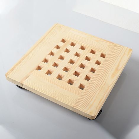 Quadratisches Blumentablett Aus Holz, 35 Cm Durchmesser, Mobiler Blumenständer Mit Rollbarem Blumentopffuß, 2 Stück