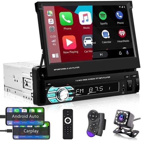 1-din-bluetooth-autoradio Mit Carplay, 7-zoll-bildschirm, Freisprecheinrichtung, Ausfahrbarem Touchscreen Und Bluetooth-usb-anschluss