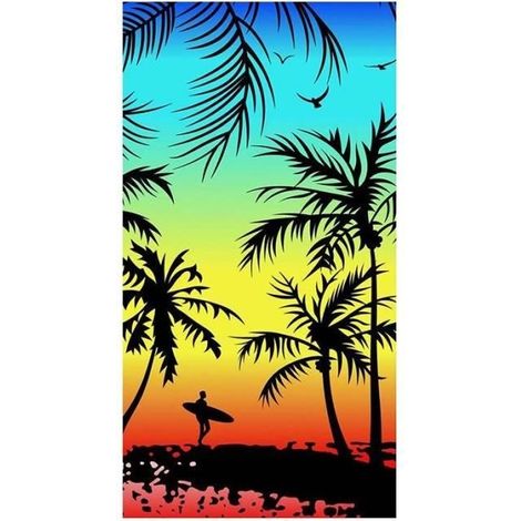 Strandtuch – Kokospalmen Am Abend – Mikrofaser – 100 X 180 Cm – Schnelltrocknend