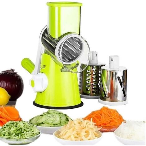 Multifunktionale Manuelle Mandoline Mit 3 Edelstahlklingen – Präzises Schneiden Von Gemüse, Obst Und Käse – Saugfüße Für Sicheren Stand