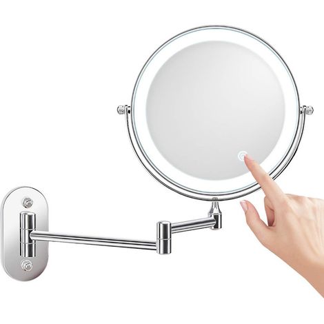 8-zoll-led-wandschminkspiegel Mit Beleuchtetem Vergrößerungsspiegel, 1-facher/10-facher Vergrößerung, Usb-ladefunktion, 360° Schwenkbar Und Ausziehbar, Für Badezimmer Und