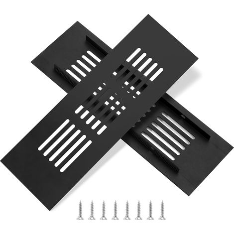 2 Schwarze Aluminium-lüftungsgitter, 25 X 5 Cm, Zur Belüftung Von Schränken Und Räumen
