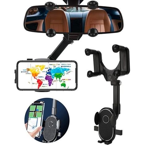 360° Verstellbare Auto-handyhalterung – Kompatibel Mit Handys Von 4,5 Bis 7 Zoll – Rückspiegelhalterung