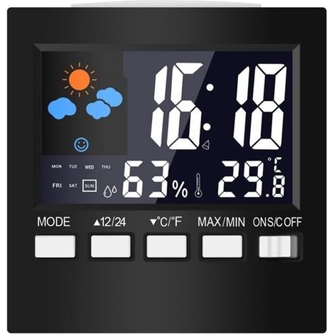 Digitales Lcd-thermometer, Wetteranzeige, Uhr Und Wecker, Kalender, Hygrometer, Temperatur- Und Luftfeuchtigkeitsanzeige Für Die Wohnung.