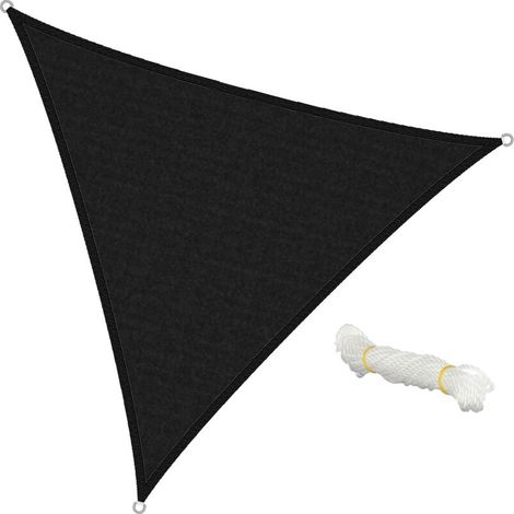 Sonnensegel, Gespanntes Segeltuch, Dreieckiger Sonnenschirm, Schwarz, Uv-beständig, Mit Zugschnur, Schutzrollo Für Balkon, Terrasse, Garten, Hof