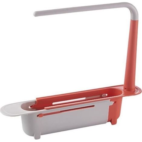 Besteckablage, Orange – Teleskop-spülbeckenablage, Küchenspülen-organizer, Seifenschale, Schwamm, Korb