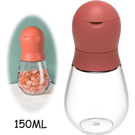 (transparente, Rote) Pfeffermühle – Hochwertig – Edelstahl – Verstellbar – Modernes Design – 150 Ml