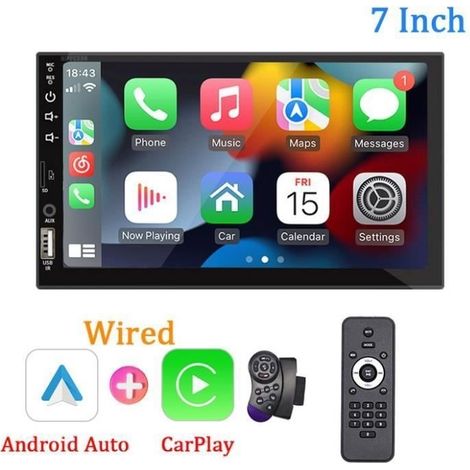 7-zoll-autoradio Mit Multimedia-player, Carplay Und Android Auto – Hd-touchscreen – Bluetooth 2.0 – Doppel-din
