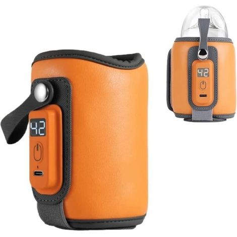 Tragbarer Babyflaschenwärmer, Usb-flaschenwärmer Mit 5 Einstellbaren Temperaturstufen, Flaschenwärmer Für Die Reisetasche (orange)